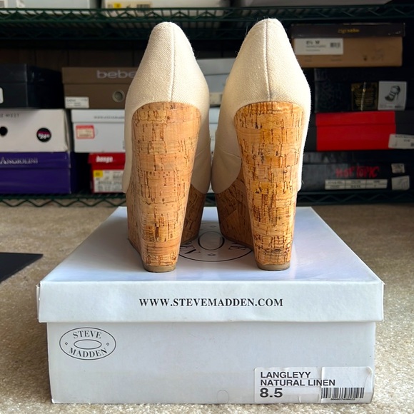 Steve Madden Langleyy Natural Linen Wedge - Picture 7 of 7